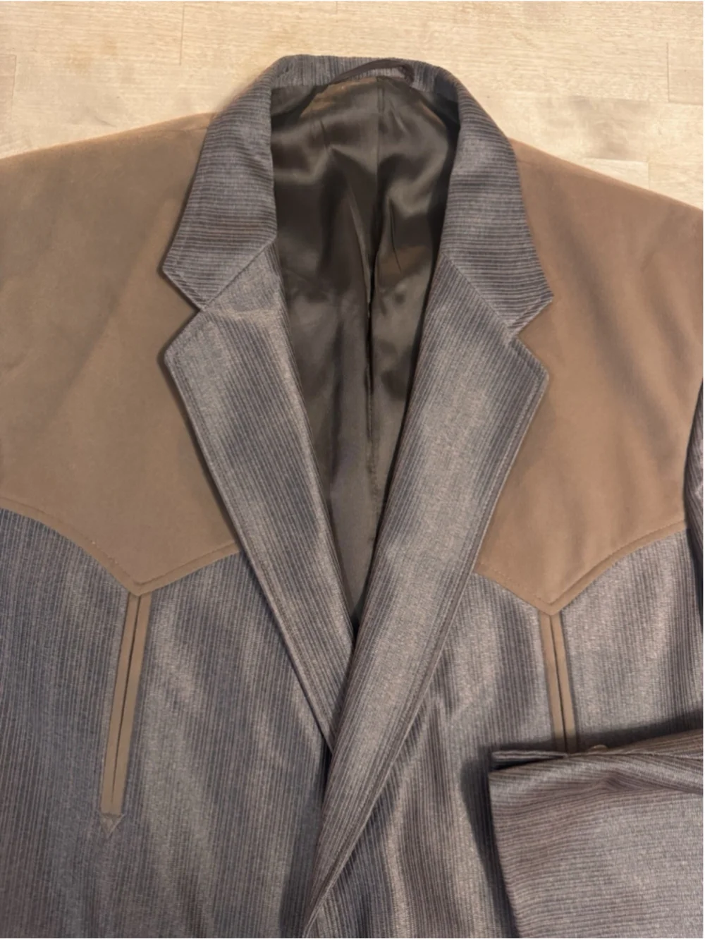 Vintage 1988 Circle S Men's Western Jacket - 42R Brown Tan Shimmer Fleece Panel